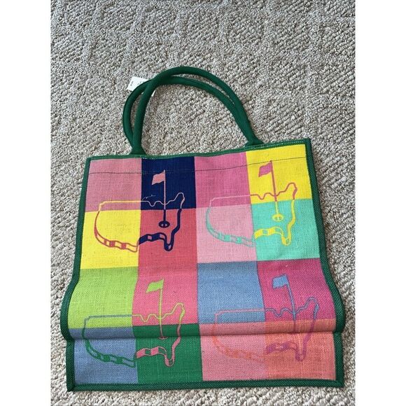 New 2025 Masters Tournament Official Jute Tote Bag Multicolor Augusta National - Picture 3 of 3